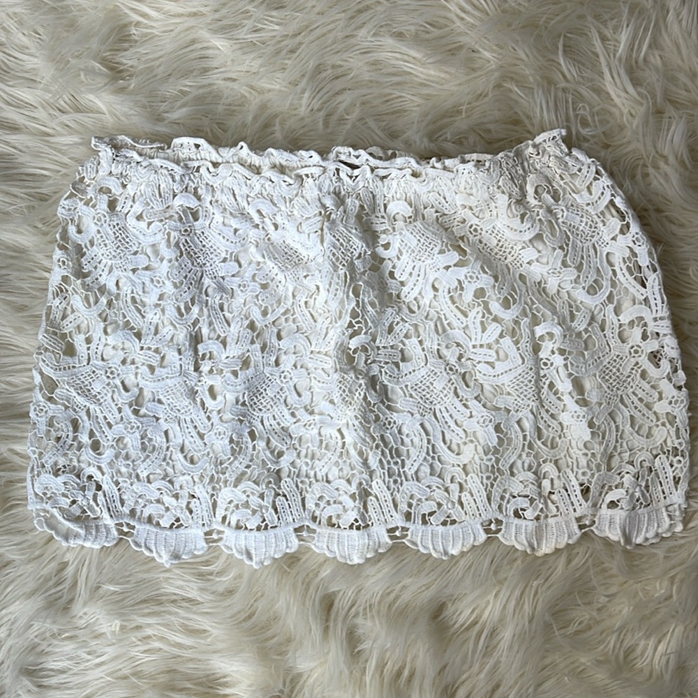 Free People ultra mini white lace skirt